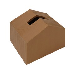 彩色木質房屋造型面紙盒, 棕色, 1個