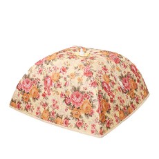 花卉圖案方形折疊保溫菜罩, 黃花