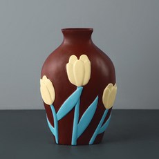 JH Company 浪漫立體花卉花瓶, 棕色