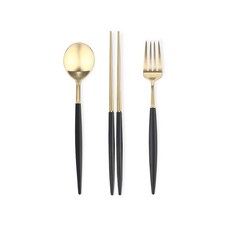 Bogen 孩童金屬匙筷+叉子組, Black, 湯匙+叉子+筷子, 1組