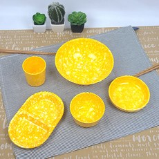 保勒斯 懷舊小吃餐具 B套組 黃色, 1套, 餐具5種