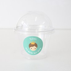 透明馬芬杯 小+圓頂蓋+新皇冠男孩貼紙, 100套