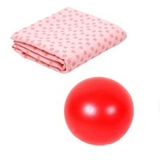 런웨이브 요가타올 핑크 + 미니 짐볼 + 휴대용 가방 세트, 레드, 1개