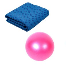 런웨이브 요가타올 블루 + 미니 짐볼 + 휴대용 가방 세트, 핑크, 1개