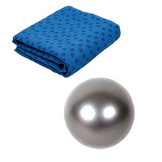 런웨이브 요가타올 블루 + 미니 짐볼 + 휴대용 가방 세트, 그레이, 1개