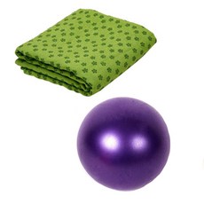 런웨이브 요가타올 그린 + 미니 짐볼 + 휴대용 가방 세트, 퍼플