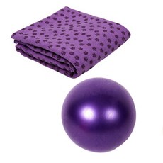 런웨이브 요가타올 보라 + 미니 짐볼 + 휴대용 가방 세트, 퍼플