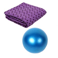 런웨이브 요가타올 보라 + 미니 짐볼 + 휴대용 가방 세트, 블루