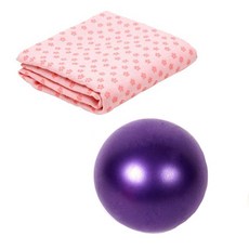 런웨이브 요가타올 핑크 + 미니 짐볼 + 휴대용 가방 세트, 퍼플, 1개