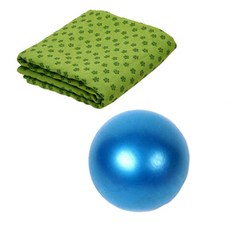 런웨이브 요가타올 그린 + 미니 짐볼 + 휴대용 가방 세트, 블루