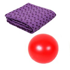 런웨이브 요가타올 보라 + 미니 짐볼 + 휴대용 가방 세트, 레드