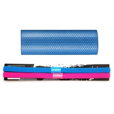 Lenwave EVA 六角壓紋泡棉滾筒+滾筒攜帶背帶套子套組, 泡沫軸（藍色）、髮帶（藍色+粉色）