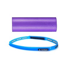 Lenwave EVA六角形印花泡棉滾筒+矽膠防滑運動髮帶組, 泡沫軸（紫色）、髮帶（藍色）