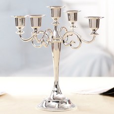 市集感性 復古五頭高級燭臺, 銀色