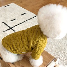 Grooming Dog Bydamsoomi 狗狗基本款絎縫外套, 芥末黃