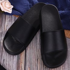 I Love Home純色大尺寸客廳浴室鞋, 黑色, 1組