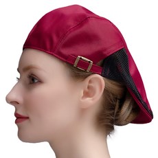 Market A 網眼搭扣廚房貝雷帽, 酒紅色, 2個