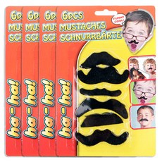 PARTYHAE 高級兒童鬍子6件組, 混色, 4套