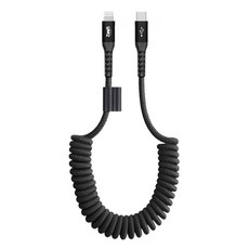 UM2 Type-C to Lightning 8-pin 高速充電彈簧傳輸線 UMCA-SCLMFi, 黑色, 1個, 1.2m