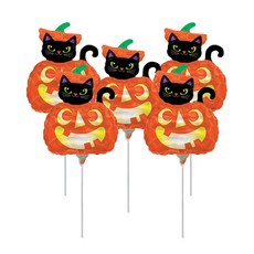 와우파티코리아 미니쉐입 이리데슨트 캣 앤 펌프킨 풍선, 혼합색상, 5개