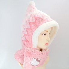 WINGHOUSE 女孩童Hello Kitty保暖連帽圍脖