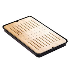 Artree原木茶道托盤 中心兩點 大, 黑色的, 1個