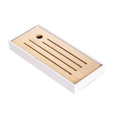 Artree原木茶道托盤 條紋點點, 白色的, 1個