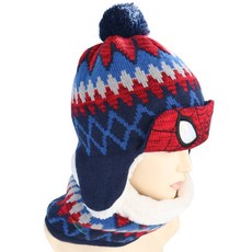 WINGHOUSE 男童漫威蜘蛛人造型毛帽+圍脖組