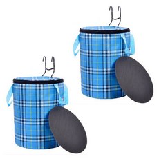 GUNU 자전거 라이딩 둥근 앞바구니, 블루체크, 2개