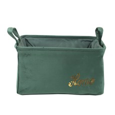 復古天鵝絨收納籃, 綠色, 1個