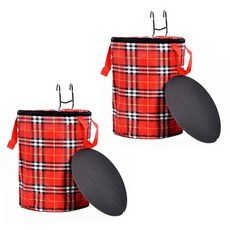 GUNU 자전거 라이딩 둥근 앞바구니, 레드체크, 2개