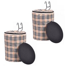 GUNU 자전거 라이딩 둥근 앞바구니, 베이지체크, 2개