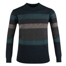 럭스골프 남성용 레드볼트 라운드 배색 니트 스웨터 RM20A446