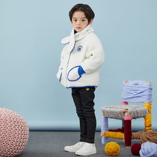 팬콧 아동용 컬러 배색 양털 목도리