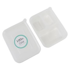 미니 PP내열 1칸 일회용용기 50p + 3칸 50p + 백일스티커 파스텔 민트 100p, 1세트