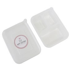 迷你PP耐熱容器 50入+3格隔層 50入+滿週歲粉彩貼紙 粉紅色 100入, 1套