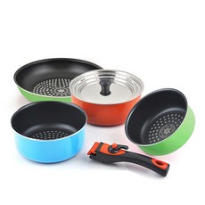 LiViNG ART 多功能鑽石塗層綜合鍋具6件組, 混色, 6入