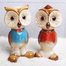 相親貓頭鷹裝飾品2件組, 混合色