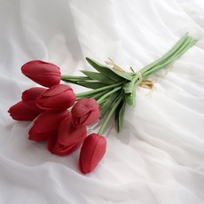 Dalcomnori 人造花 B13 柔軟鬱金香花束, 紅色