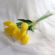 人造花 柔軟鬱金香花束 B13, 黃色