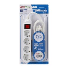 비츠온 파워 멀티콘센트 4구 16A 스위치형 JS-16A04, 1개