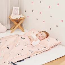 에시앙 고양이 사계절 낮잠이불 + 패드 + 베개 + 베개솜 세트 일체형, 핑크