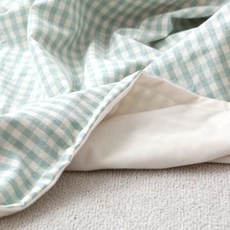 hwamo baby 格紋絲絨毯, 薄荷綠