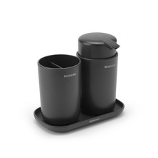 brabantia 浴室洗手乳瓶 + 牙刷架 + 託盤, 1套, 深灰色