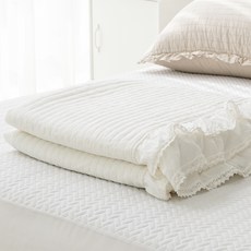 Irene 60支亞麻水洗墊兼床罩, 白色