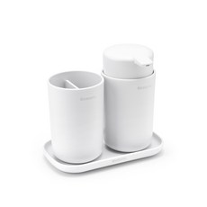 brabantia 浴室液體皂給皂器 + 牙刷架 + 托盤 白色, 1套, 1組