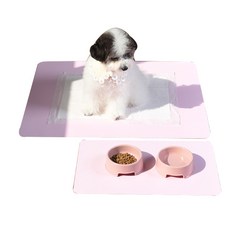 Eondeopet 寵物清潔墊 XL號+飼料碗, 淺粉色, 1套