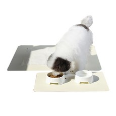 Eondeopet 寵物清潔墊 XL號+飼料碗, 淺象牙色, 1套