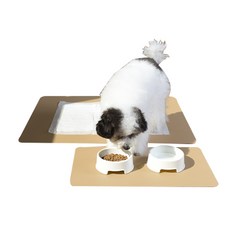 Eondeopet 寵物清潔墊 XL號+飼料碗, 淺米色, 1套