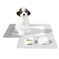 Eondeopet 寵物清潔墊 XL號+飼料碗, 淺灰, 1套